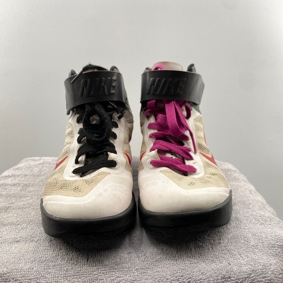 Nike Shoes Women's Size 6.5 Max Air 2010 Red Purple Black White High Tops - Picture 2 of 13